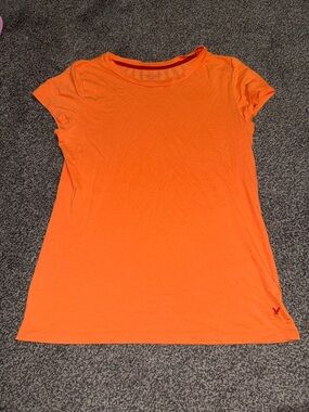 Y2K American Eagle Orange Favorite T Shirt Size Medium Fitted Stretch Tee
